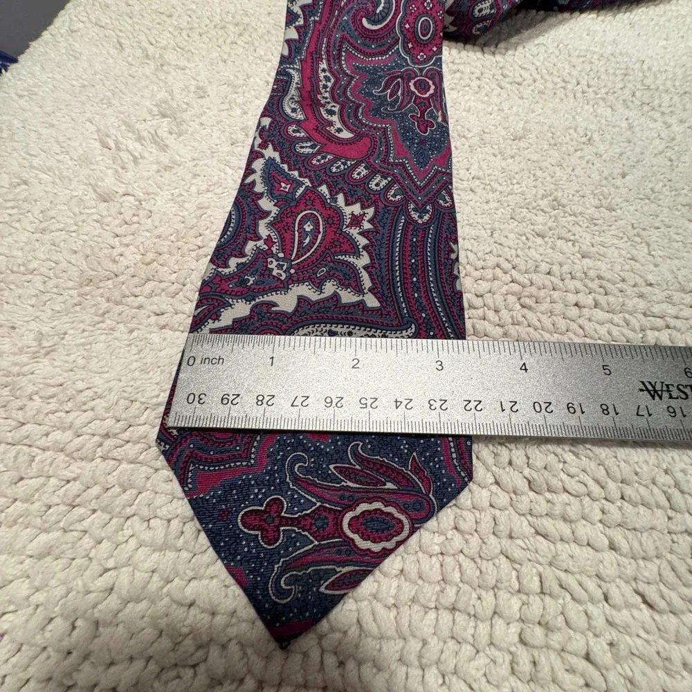 Vintage Polo Ralph Lauren Tie Burgundy Blue Paisley 100% Silk Heritage Classic